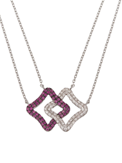 Danielle Marks Women's Duality 18k White Gold, Diamond & Pink Sapphire Intertwined Double Necklace