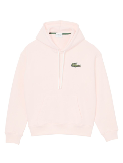 Lacoste Organic Cotton Fleece Hoodie In Silver