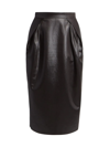 Maison Margiela Folded Glossy Cotton Blend Midi Skirt In Black