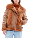 Dawn Levy Women's Mel Mixed Leather & Shearling Down Moto Jacket In Brown