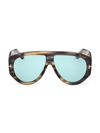 Tom Ford 61mm Aviator Plastic Sunglasses In Havana Turquoise