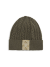 Herno Monogram Cable Knit Beanie In Military Green