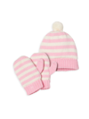 Classic Prep Kids' 2-piece Stripe Cole Winter Hat & Mittens Set In Lilly Pink