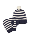 Classic Prep Kids' 2-piece Stripe Cole Winter Hat & Mittens Set In Blue Ribbon