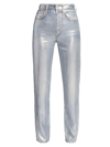 Rag & Bone Alex Liquid High-rise Straight Jeans In Luna Silver