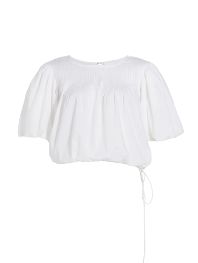 Merlette Azalea Pin-tucked Cotton Blouse In White