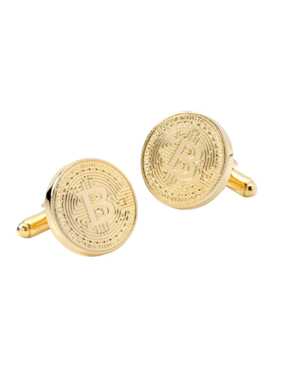 Cufflinks, Inc Crypto Bitcoin Debossed Cufflink In Gold