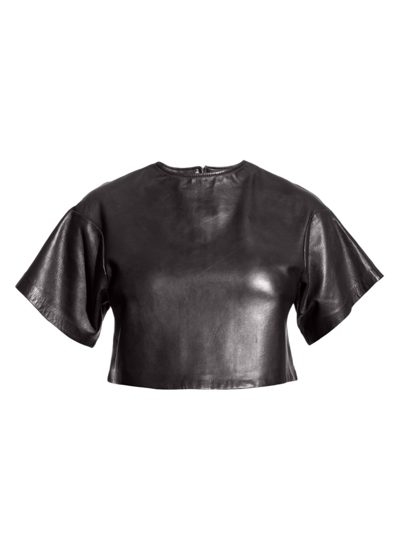 As By Df Beck Crop Upcycled Leather T-shirt In Black