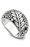Samuel B. Sterling Silver Leaf Floral Pattern Ring In Silver