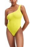 Good American Always Fits One-shoulder One-piece Swimsuit In Electric Yellow