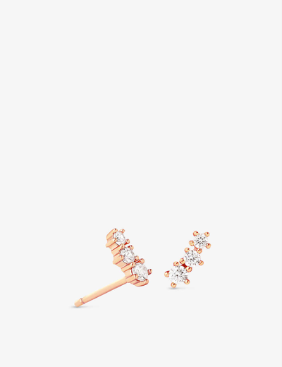 Astrid & Miyu Crystal Crawler 14ct Yellow Gold-plated Recycled Sterling-silver And Cubic Zirconia Stud Earrings In Rose Gold