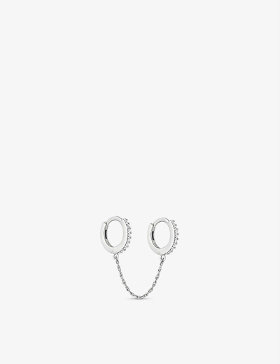 Astrid & Miyu Chain 14ct Yellow Gold-plated Recycled Sterling-silver And Cubic Zirconia Huggie Earrings