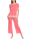 Natori Luxe Shangri-la Short Sleeve Pajamas Set Basics In Pink