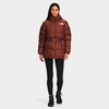 The North Face Nuptse Belted Mid Jacket In Dark Oak
