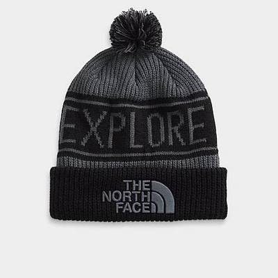 The North Face Retro Pom Beanie In Vanadis Grey/tnf Black