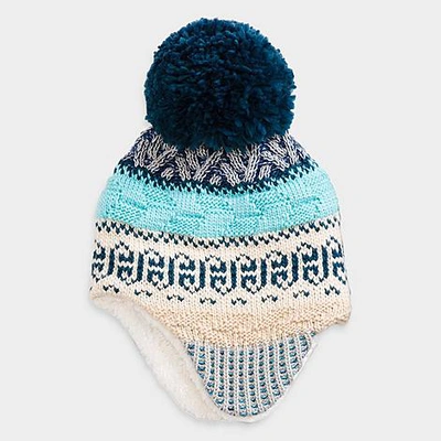 The North Face Babies'  Inc Infant Fair Isle Earflap Beanie Hat Size 6 M 100% Polyester/fleece In Tnf Light Grey Heather/multicolor
