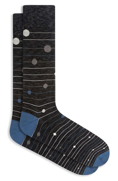 Bugatchi Dot Stripe Dress Socks In Graphite