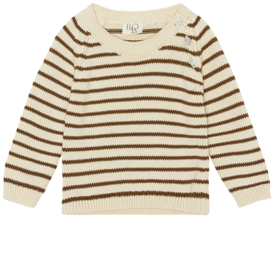 Flöss Faith Striped Knit Sweater Walnut/off-white In Cream