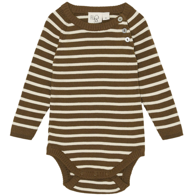 Flöss Kids' Flye Striped Baby Body Walnut In Brown