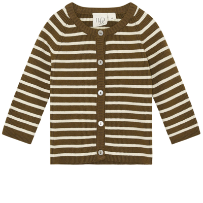Flöss Kids' Flye Striped Cardigan Walnut In Brown