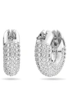 Swarovski Dextera Hoop Earrings Pave Small White Rhodium Plated In Silver