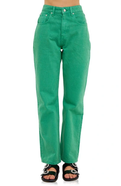 Grey Lab Color Wash Wide Leg Jeans In Green