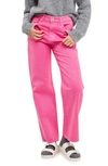Grey Lab Color Wash Wide Leg Jeans In Pink
