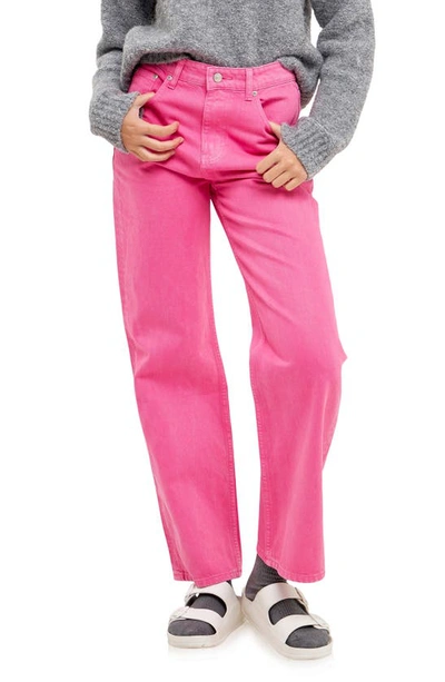 Grey Lab Colour Wash Wide Leg Jeans In Pink