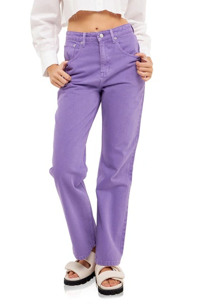 Grey Lab Color Wash Wide Leg Jeans In Purple