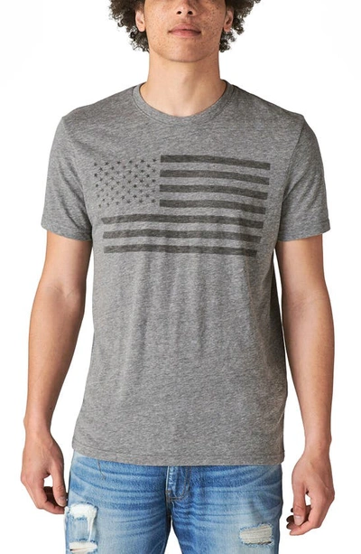 Lucky Brand Us Flag Graphic Tee In Grey