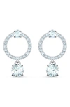Swarovski Silver-tone Crystal Circle & Charm Drop Earrings In Silver / Clear Crystal