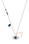 Swarovski Rose Gold-tone Crystal Evil-eye 14-7/8" Pendant Necklace In Rose Gold