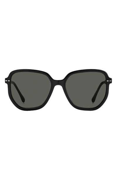 Isabel Marant 52mm Round Sunglasses In Black/green Solid