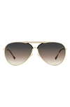 Isabel Marant Brow Bar Aviator Sunglasses, 62mm In Gold Brown Gray Brown