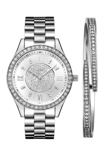 Jbw Mondrian Diamond Bracelet Watch & Bangle Set, 37mm In Silver