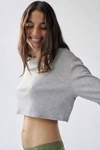 Urban Renewal Remnants Cropped Thermal Long Sleeve Top In Grey