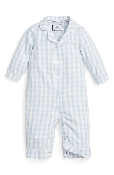 Petite Plume Babies' Gingham One-piece Pajamas In Blue