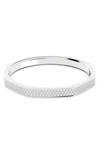 Swarovski Crystal Dextera Bangle Octagon Shape Pave Medium White Rhodium Plated In Silver