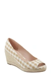 Bandolino Nuri Espadrille Wedge Sandal In Mustard/ White Gingham