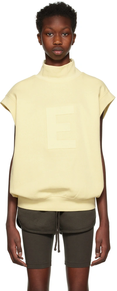 Essentials Yellow Mock Neck Waistcoat In Canary