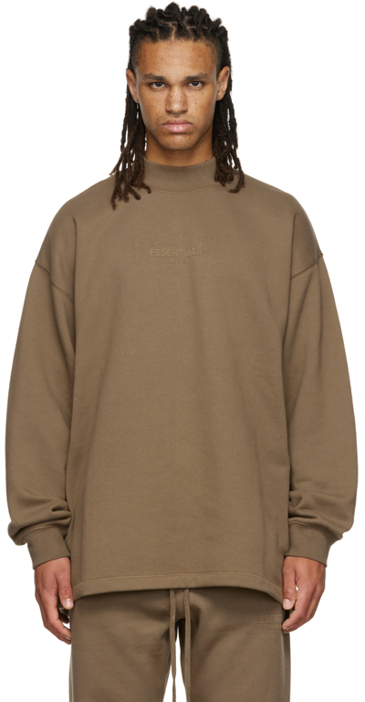 Essentials Brown Relaxed Sweatshirt In Wood