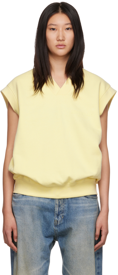 Essentials Yellow V-neck Waistcoat In Canary
