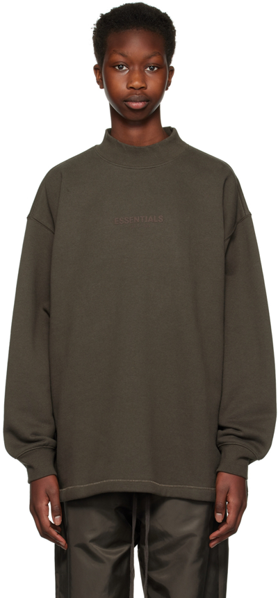 Essentials Gray Relaxed Sweatshirt In Off Black