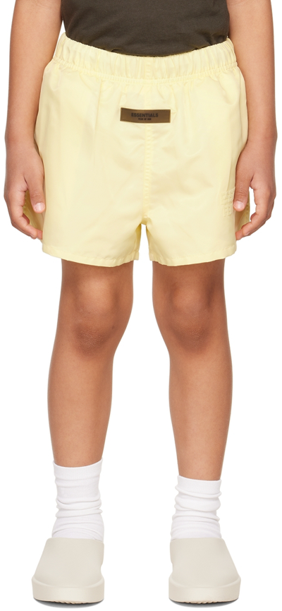 Essentials Kids Yellow Nylon Shorts In Canary