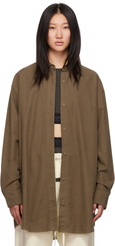 Essentials Brown Buttoned Shirt In Wood
