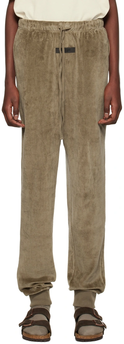 Essentials Brown Drawstring Lounge Pants In Wood