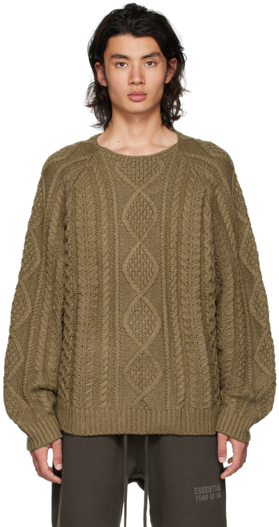 Essentials Brown Raglan Sweater In Wood