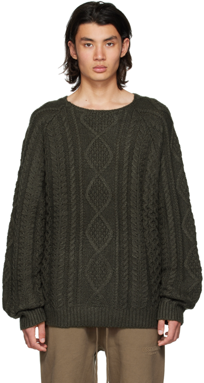 Essentials Gray Raglan Sweater In Off Black