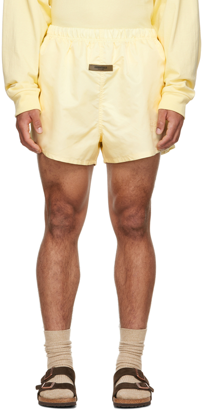 Essentials Yellow Nylon Shorts In Canary