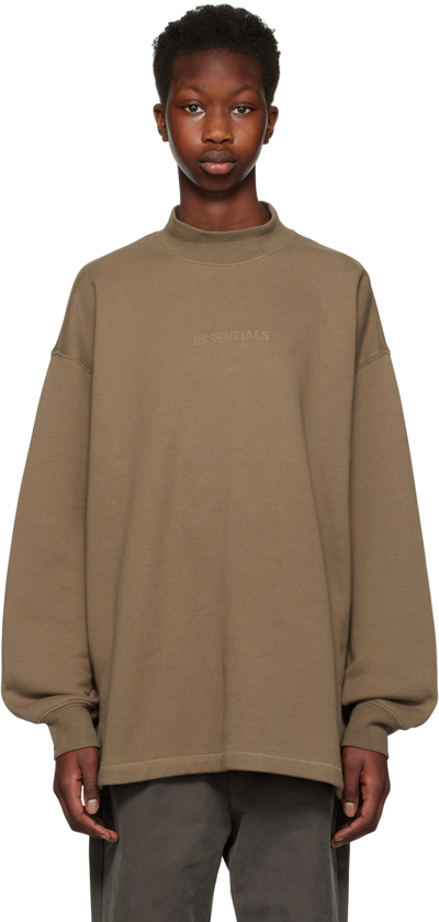 Essentials Brown Relaxed Sweatshirt In Wood